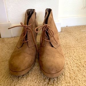 Tan heeled booties